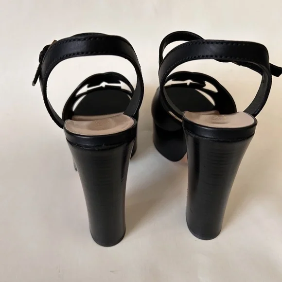 GUCCI Women's Interlocking Cutout G Black Leather Platforms Sz 9 (US) NIB 730002 - Picture 10 of 14